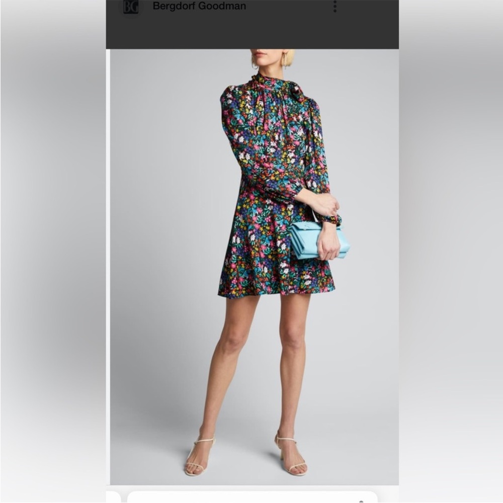 NWT Milly Adele Floral Multicolor Dress with Stylish Side Tie Bow Neiman Marcus